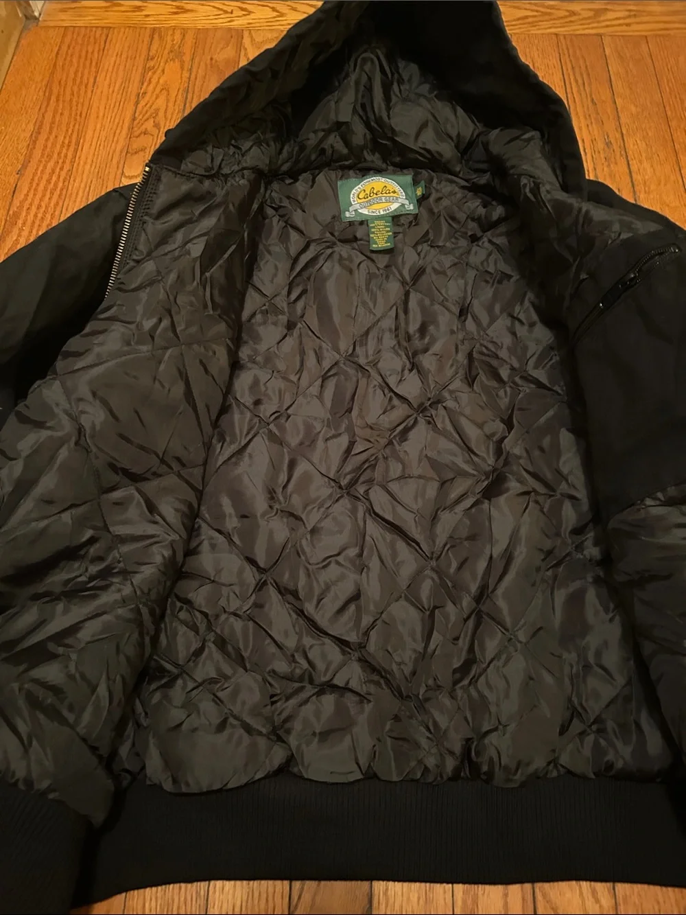 Cabela's Black Hooded Bomber-Style Jacket